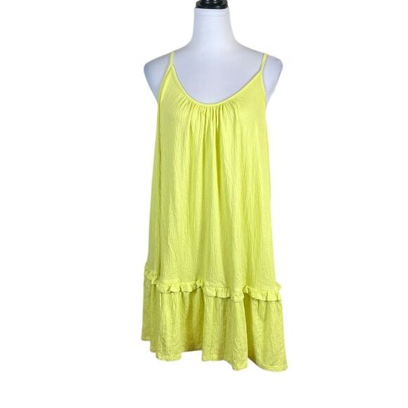 Scoop Lime Green/Yellow Sleeveless Ruffle Dress, Size L, NWT - Picture 1 of 9
